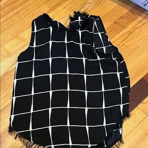 Who What Wear Black and White Checkered Blouse